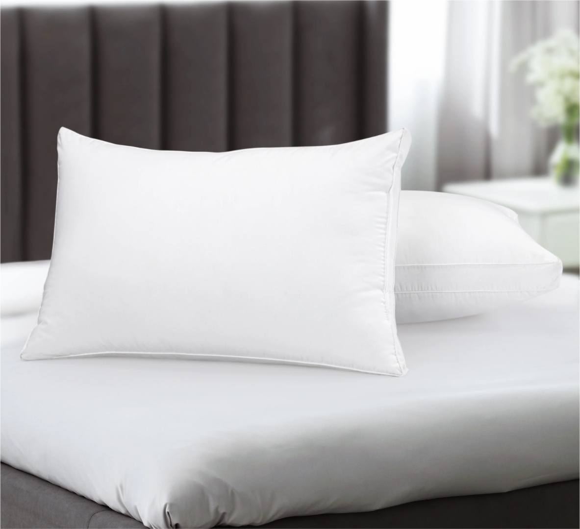 Set de 12 perne Hotel Luxury dreptunghiulare 50x70cm cu puf siliconizat, alb - imagine 2