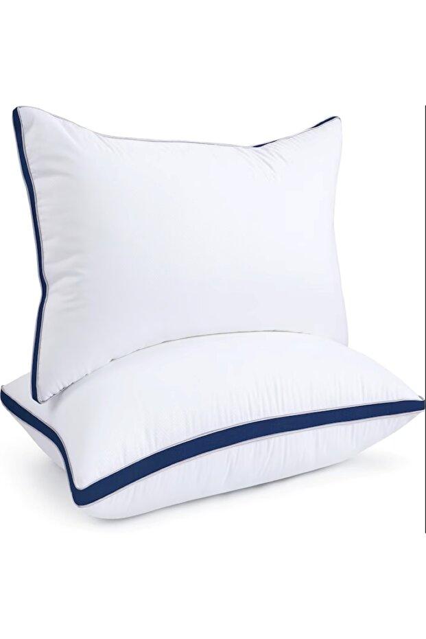 Set de 12 perne Hotel Luxury dreptunghiulare 50x70cm cu puf siliconizat, albastru - imagine 2