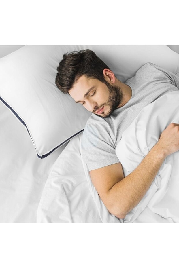 Set de 12 perne Hotel Luxury dreptunghiulare 50x70cm cu puf siliconizat, albastru - imagine 4