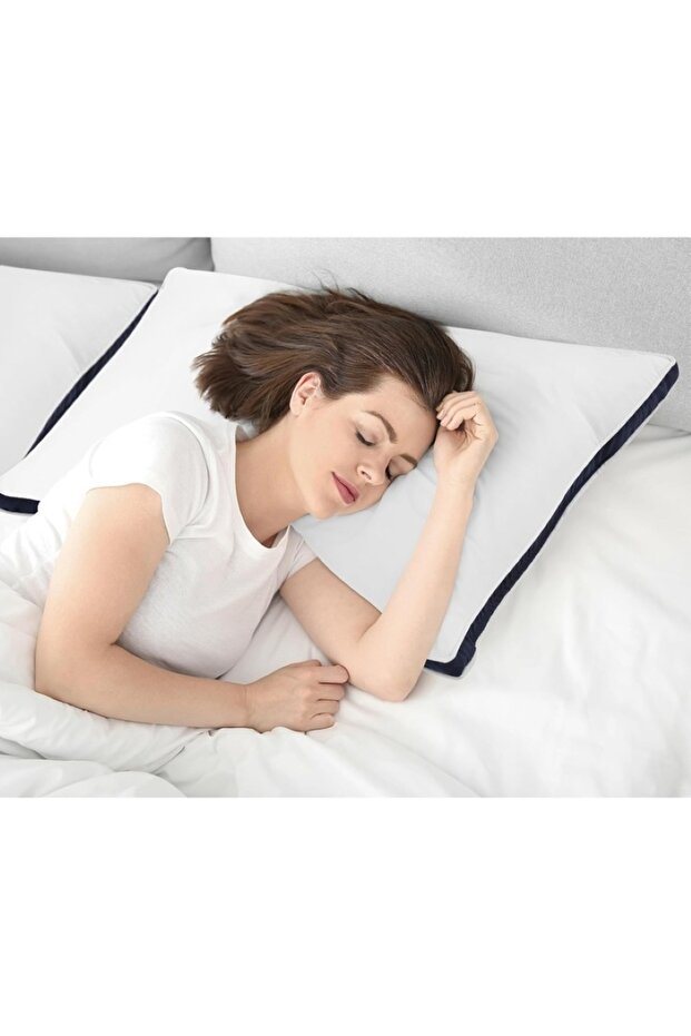 Set de 12 perne Hotel Luxury dreptunghiulare 50x70cm cu puf siliconizat, albastru - imagine 6