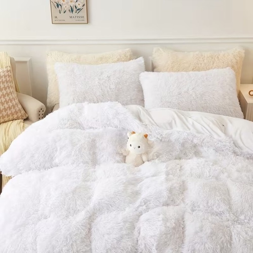 Lenjerie pat super pufoasa COCOLINO Fluffy 4 piese alb – imagine 3