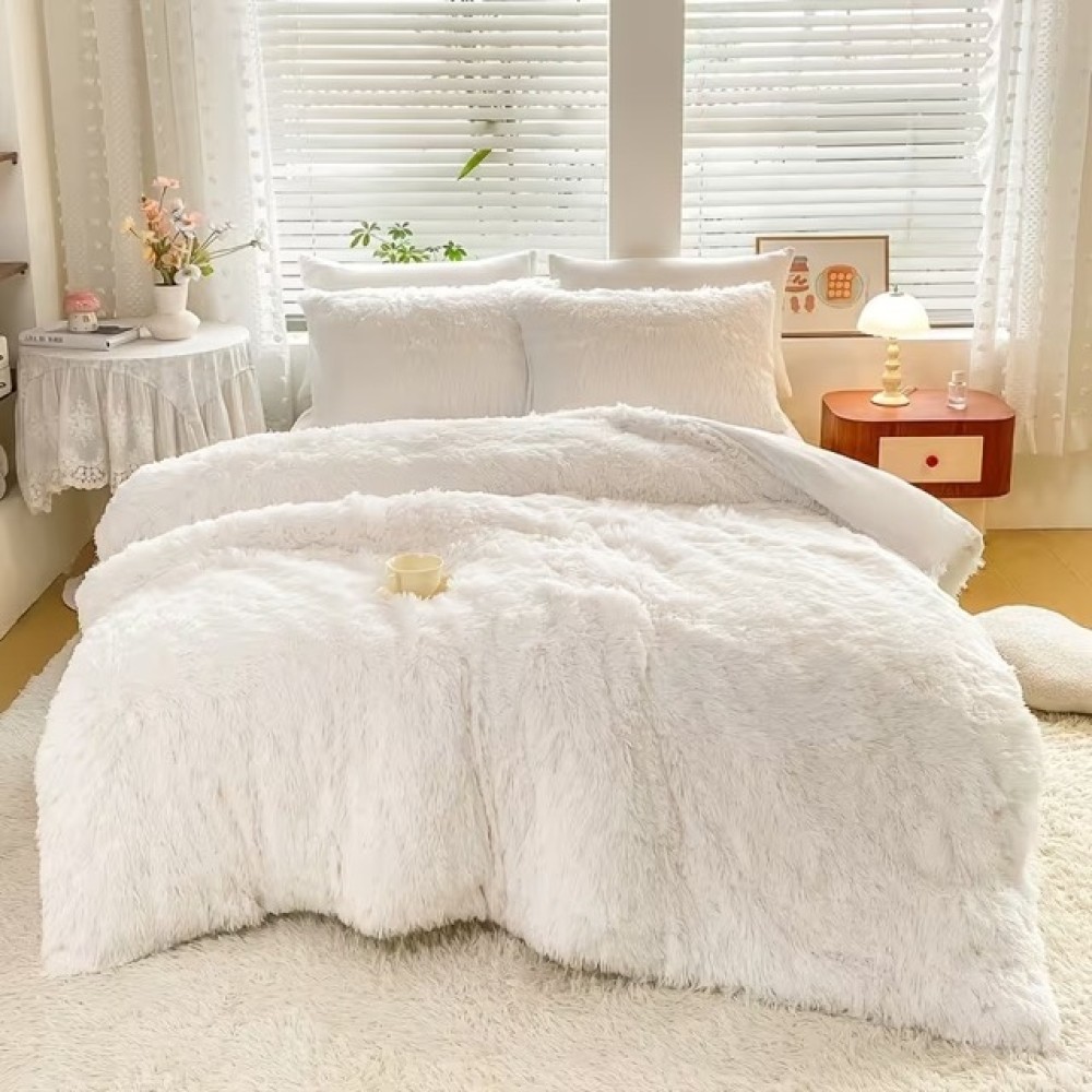 Lenjerie pat super pufoasa COCOLINO Fluffy 4 piese alb – imagine 6