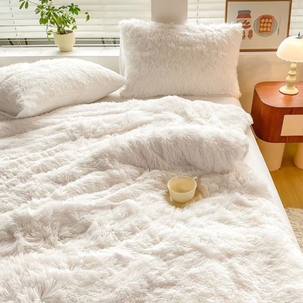 Lenjerie pat super pufoasa COCOLINO Fluffy 4 piese alb – imagine 7