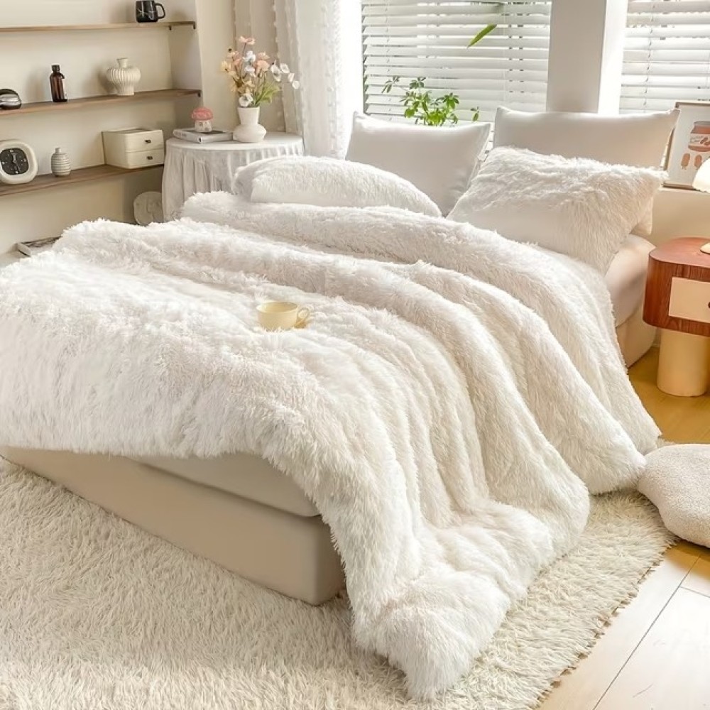 Lenjerie pat super pufoasa COCOLINO Fluffy 4 piese alb – imagine 8