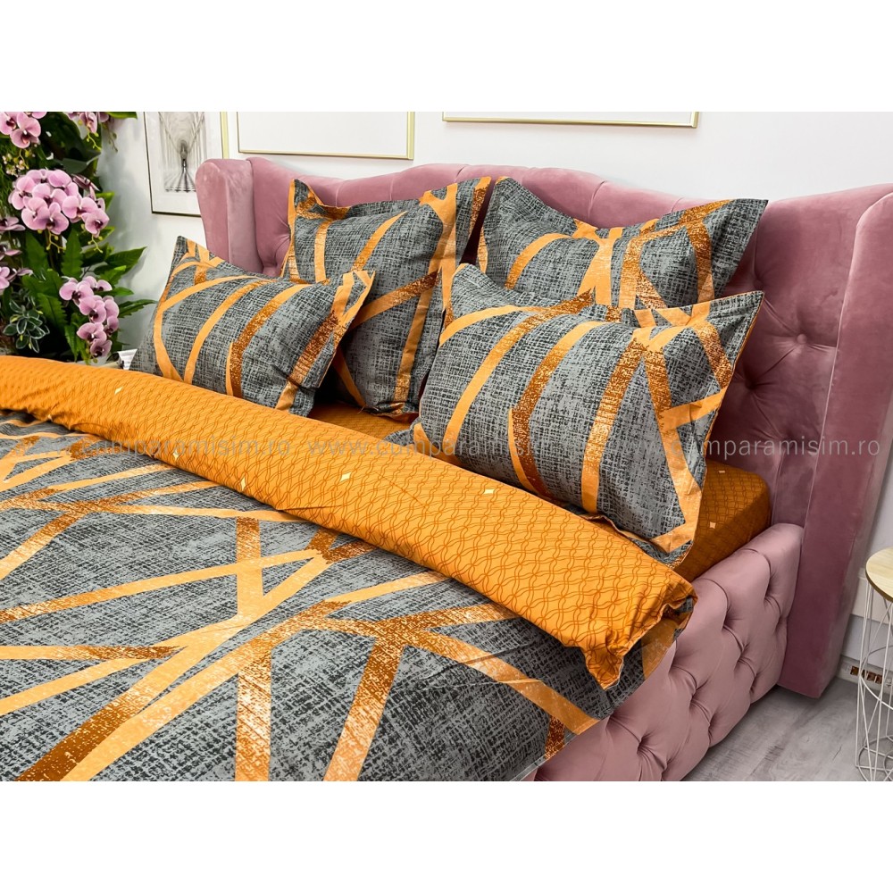 Lenjerie pat dublu, Finet, 6 piese, Maro, forme geometrice - view 15