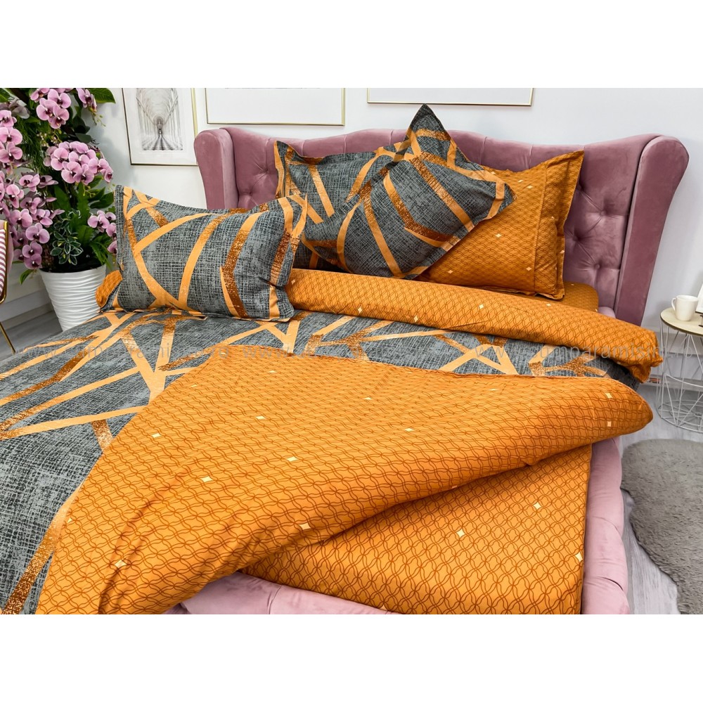 Lenjerie pat dublu, Finet, 6 piese, Maro, forme geometrice - view 16