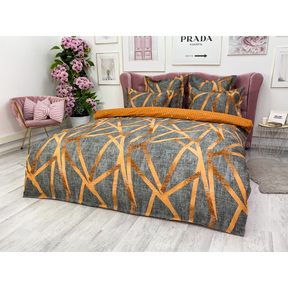 Lenjerie pat dublu, Finet, 6 piese, Maro, forme geometrice - view 17