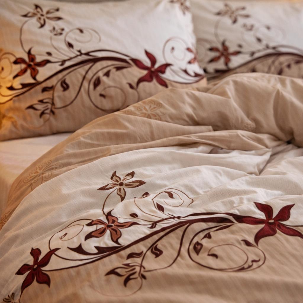 Lenjerie pat dublu, Finet, 6 piese, Bej, floral - view 4