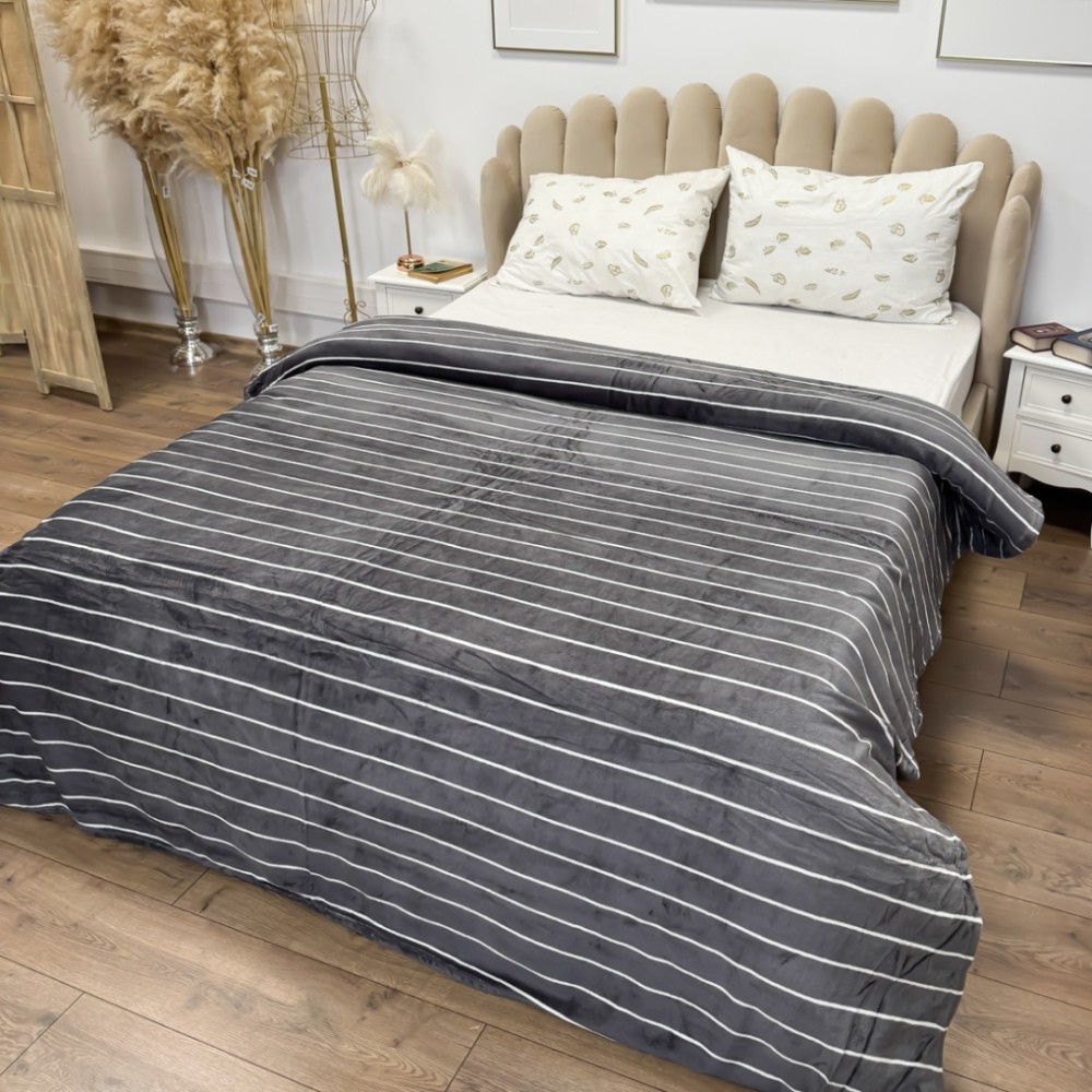 Patura Super Soft Cocolino, 200x230 cm – Rasfat absolut in zilele reci, Gri, dungi – imagine 2