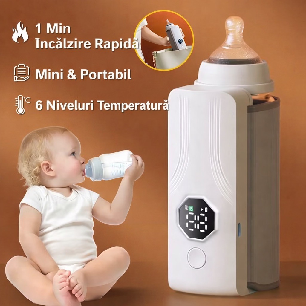Incalzitor Portabil si Reincarcabil pentru Biberoane, cu Afisaj Digital de Temperatura - imagine 6