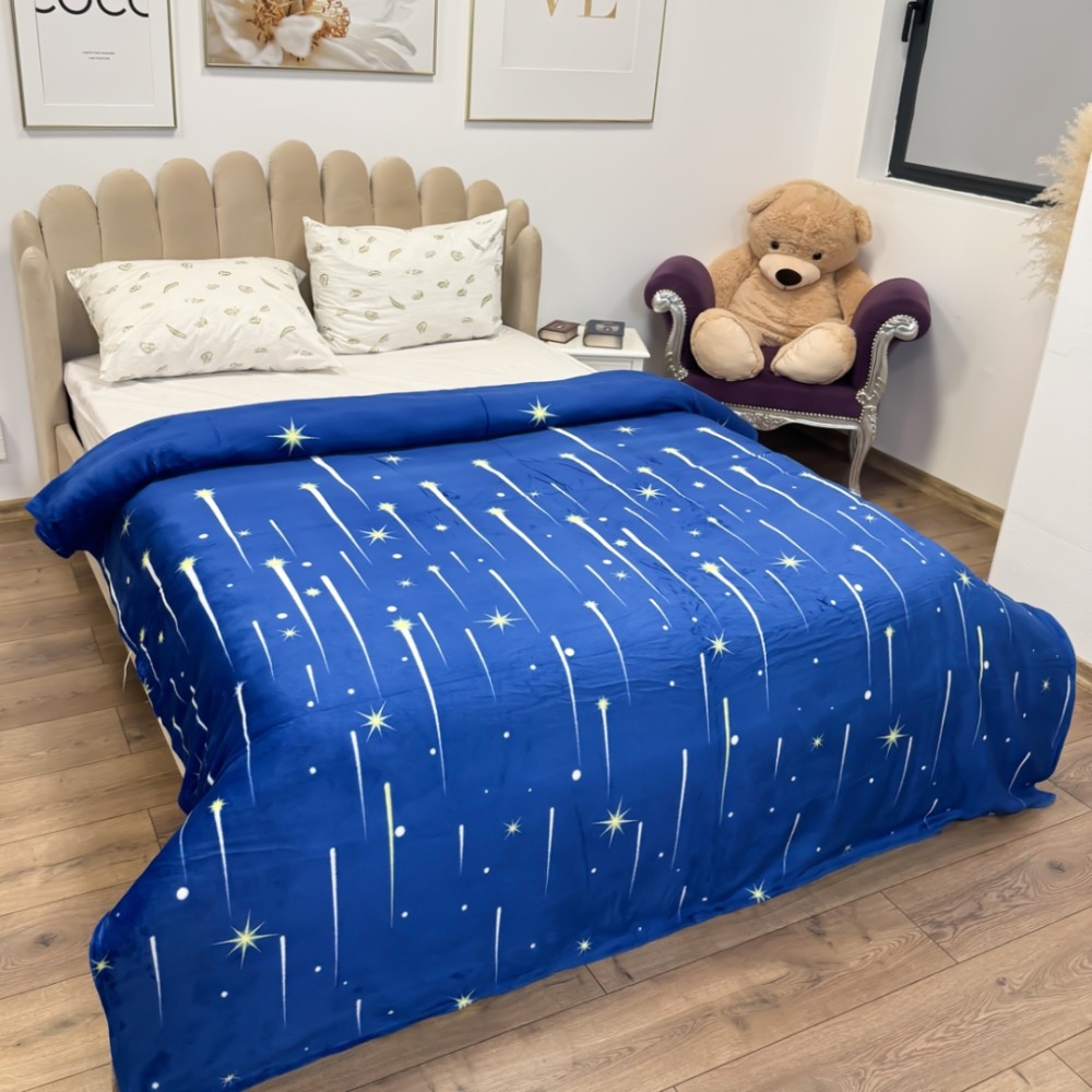 Patura Super Soft Cocolino, 200x230 cm – Rasfat absolut in zilele reci, Albastru, meteoriti - view 2