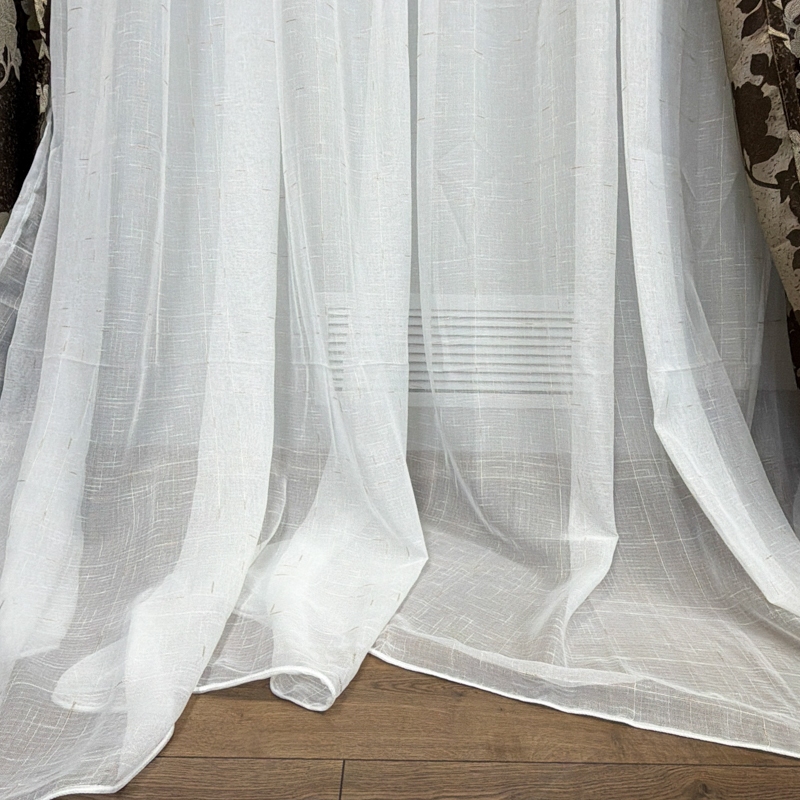 Set 2 Draperii Jacquard, Roses, 150cm latime x 270cm inaltime, Maro + Perdea 400cm latime x 270cm inaltime, tip in cu broderie Lines - imagine 14
