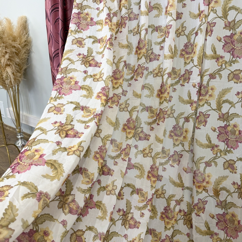 Set 2 Draperii Jacquard, Spiral, 150cm latime x 270cm inaltime, Roz + Perdea 400cm latime x 270cm inaltime, din Matase Imprimata, Iris Roz - imagine 8