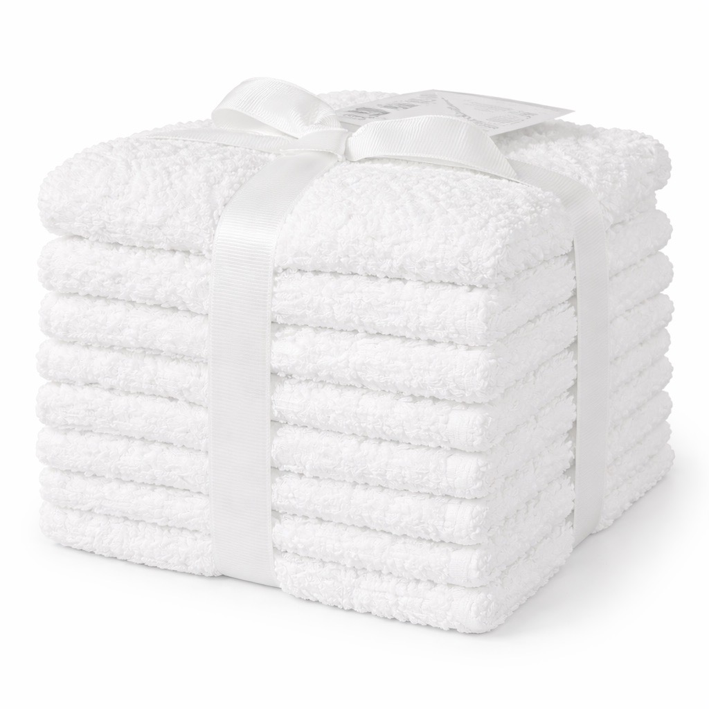 Set 9 prosoape mici 30x30cm, din 100% bumbac pakistanez,  350g, Rice, Alb - imagine 2