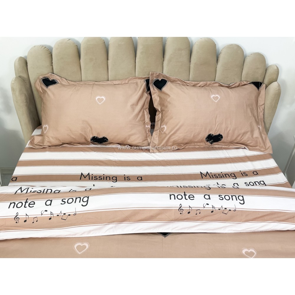 Lenjerie Pat Dublu Cu Elastic Bumbac Satinat - 3 Bucati 219 Lei - Pudra Inimioare - view 4