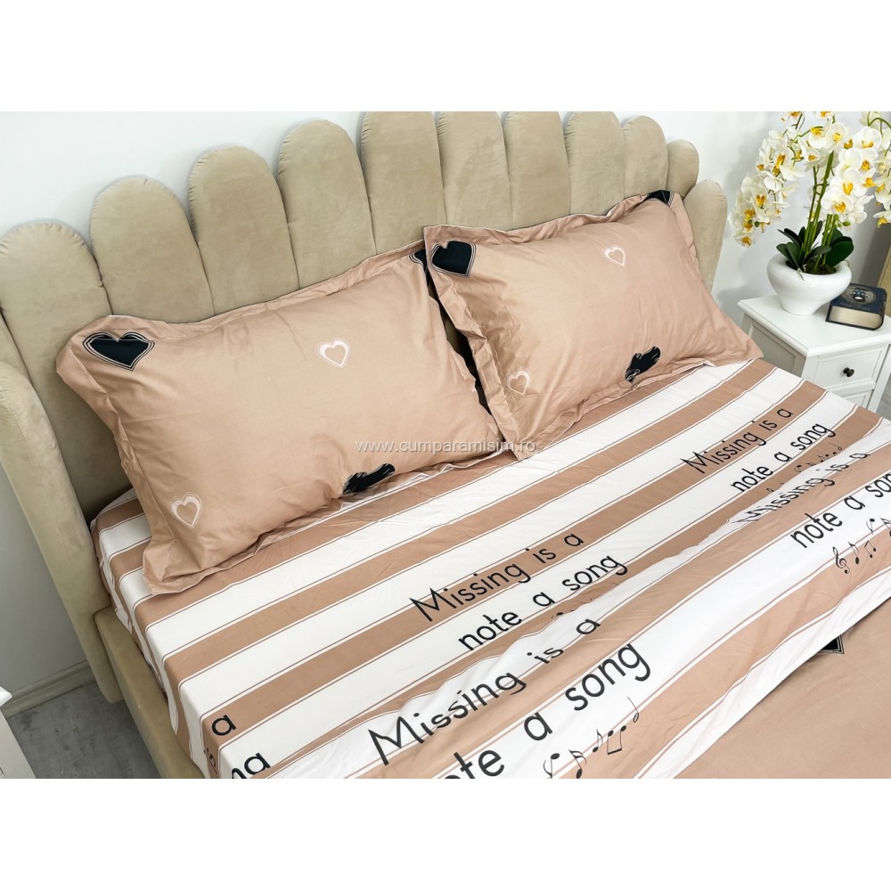 Lenjerie Pat Dublu Cu Elastic Bumbac Satinat - 3 Bucati 219 Lei - Pudra Inimioare - view 5