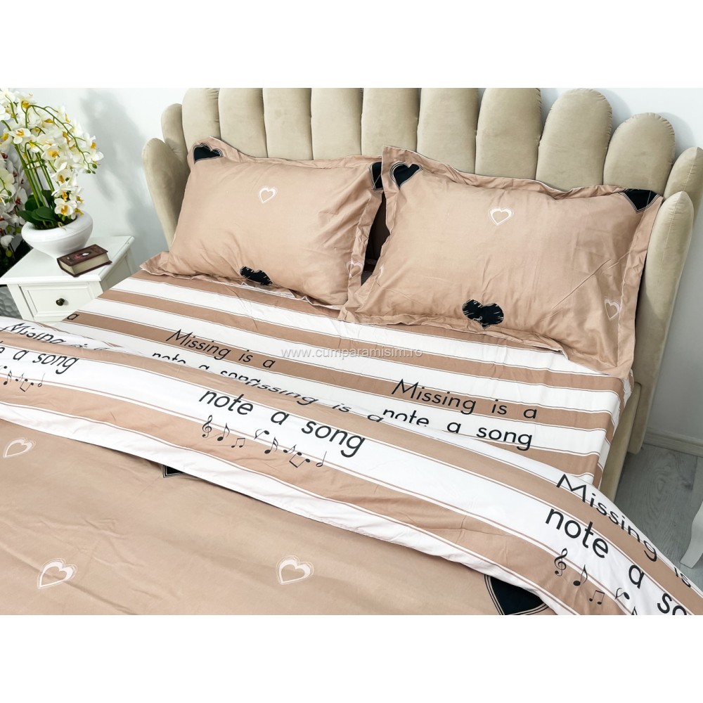Lenjerie Pat Dublu Cu Elastic Bumbac Satinat - 3 Bucati 219 Lei - Pudra Inimioare - view 6