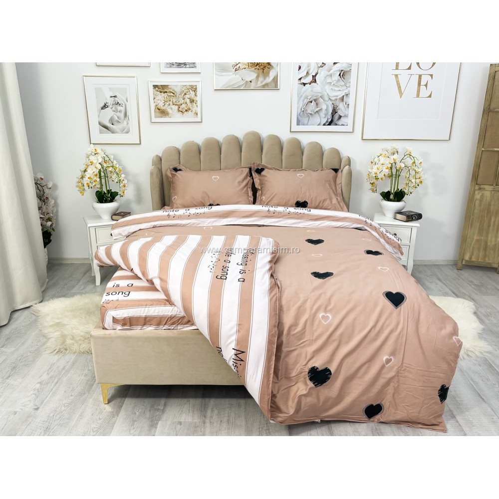 Lenjerie Pat Dublu Cu Elastic Bumbac Satinat - 3 Bucati 219 Lei - Pudra Inimioare - view 7