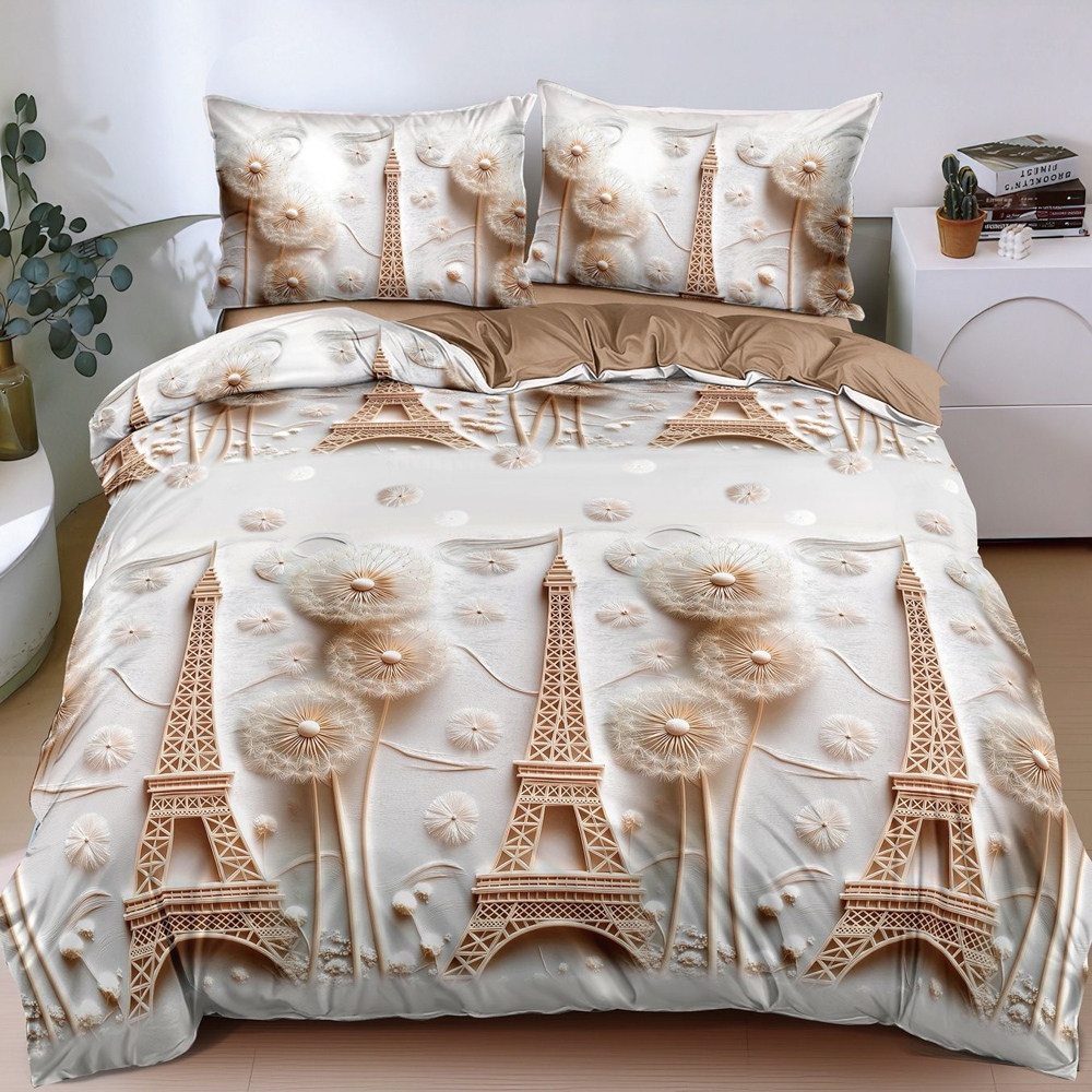 Lenjerie Pat Dublu Cu Elastic Bumbac Satinat - 3 Bucati 219 Lei - Gri Paris - imagine 6