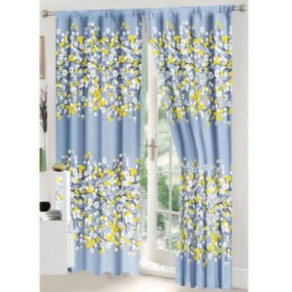 Set Lenjerie pat dublu (140x200cm, 160x200cm, 180x200cm) + 2 draperii, finet, 8 piese, Gri albastrui, flori — imaginea 2