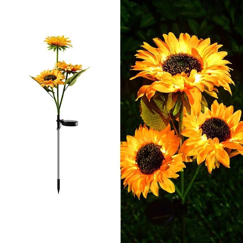 Set 2 Lampi Solare Decorative Tip Floarea-Soarelui – Iluminare LED Calda, Design Natural si Functionare Automata - imagine 2