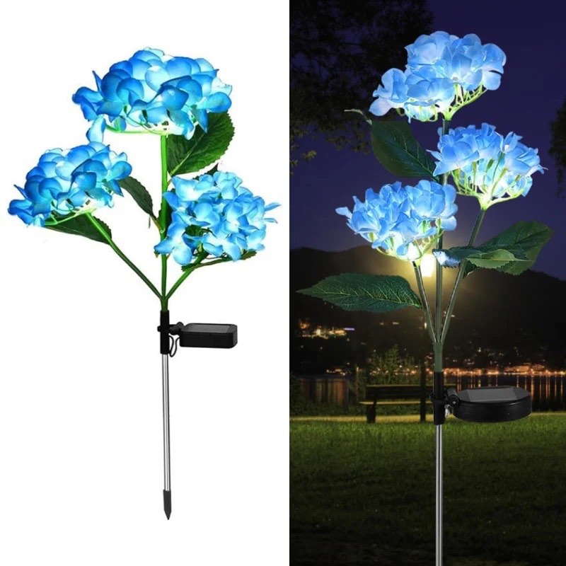 Set 2 Lampi Solare Decorative Tip Hortensie Albastra – Iluminare LED, Design Realist si Functionare Automata - imagine 2