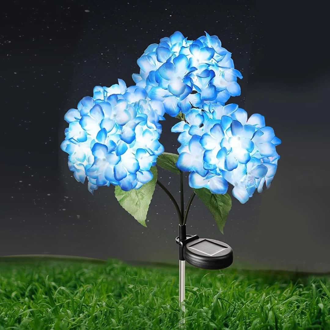 Set 2 Lampi Solare Decorative Tip Hortensie Albastra – Iluminare LED, Design Realist si Functionare Automata - imagine 6