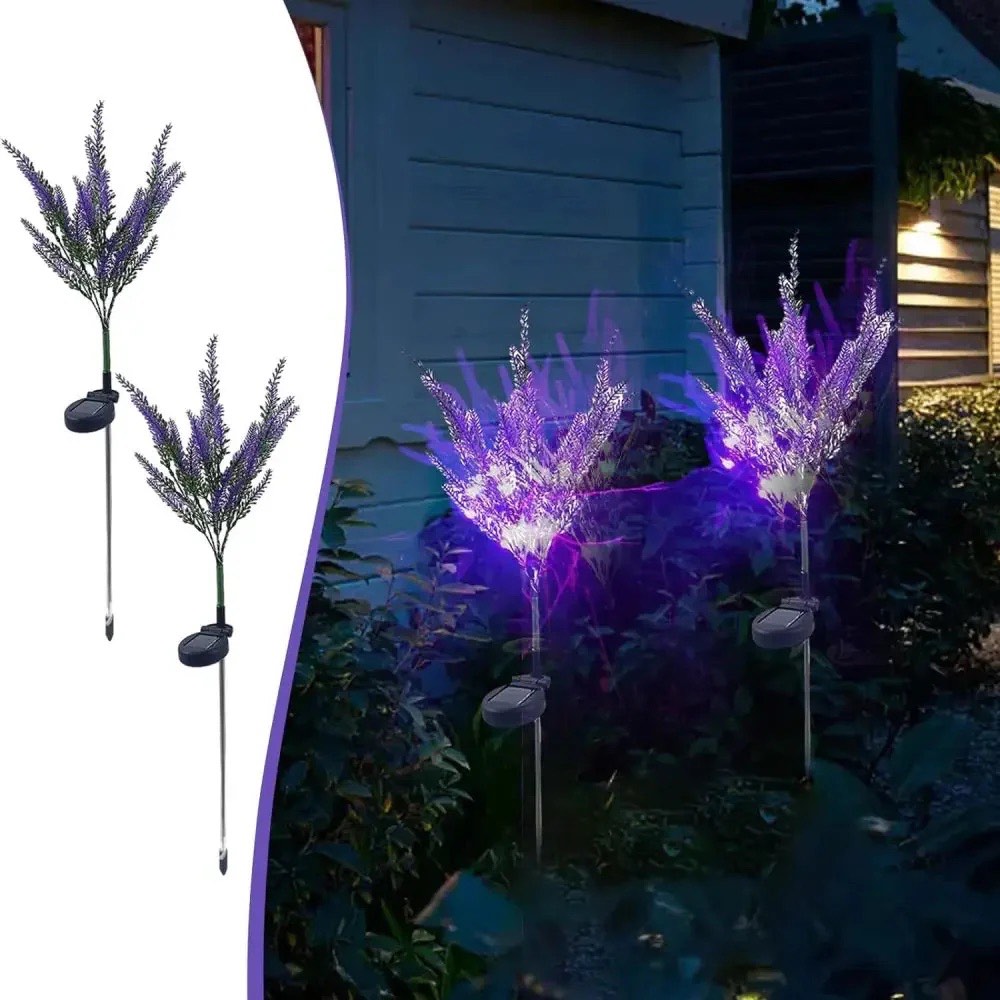 Set 2 Lampi Solare Decorative Tip Lavanda – Iluminare LED, Design Natural si Functionare Automata - imagine 2
