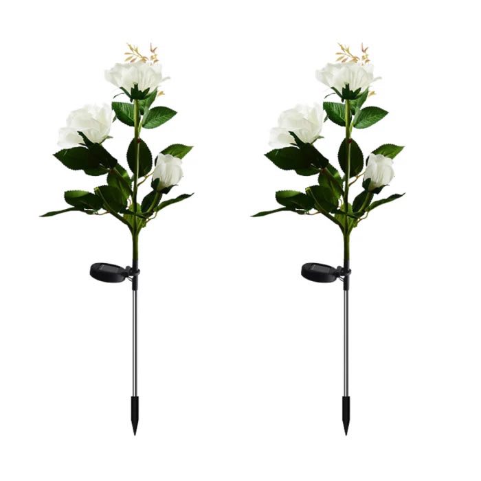 Set 2 Lampi Solare Decorative Tip Trandafiri Albi – Iluminare LED, Design Elegant si Functionare Automata - imagine 4