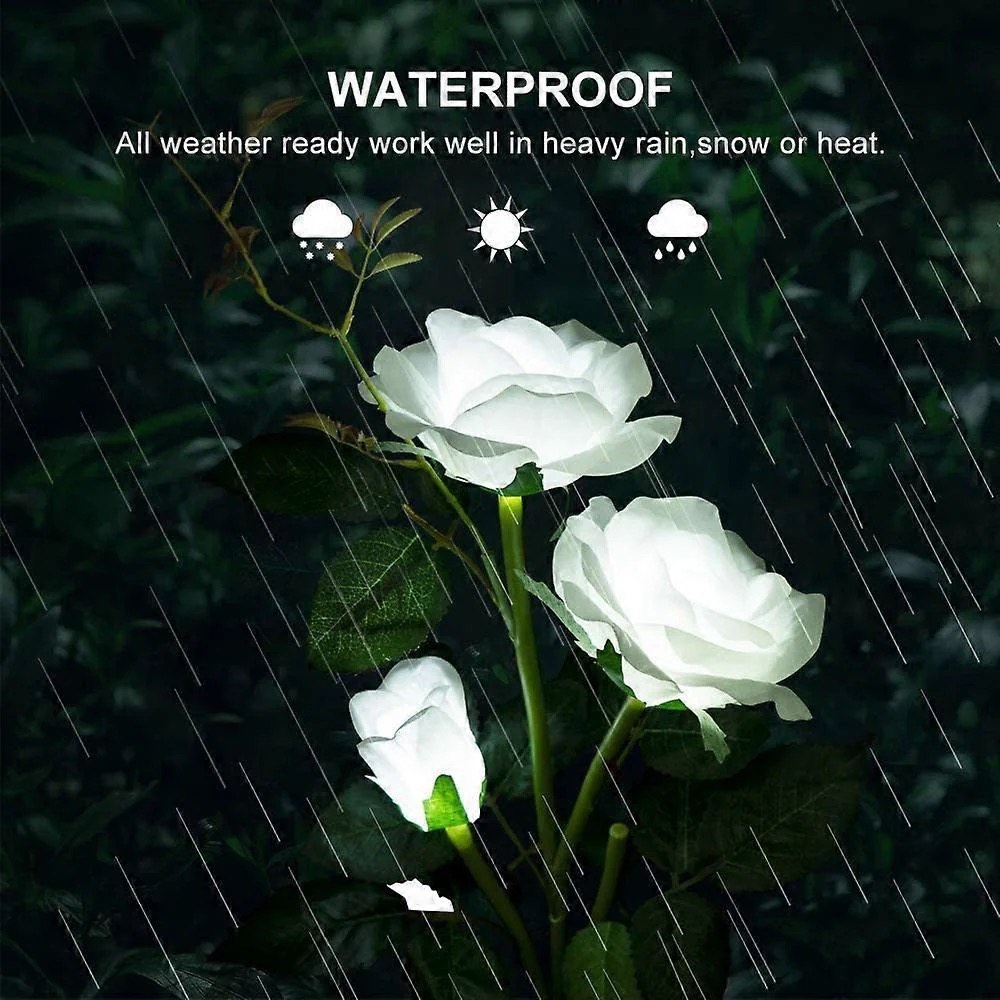 Set 2 Lampi Solare Decorative Tip Trandafiri Albi – Iluminare LED, Design Elegant si Functionare Automata - imagine 6