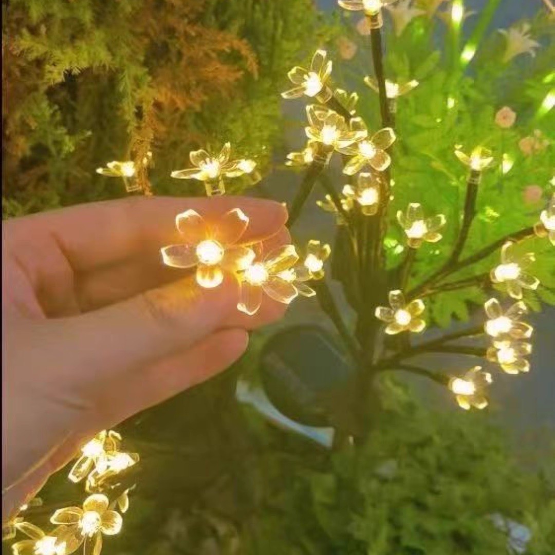 Set 2 Lampi Solare Decorative Tip Ramura cu Flori Lumina Calda – Iluminare LED, Design Elegant si Functionare Automata - imagine 3