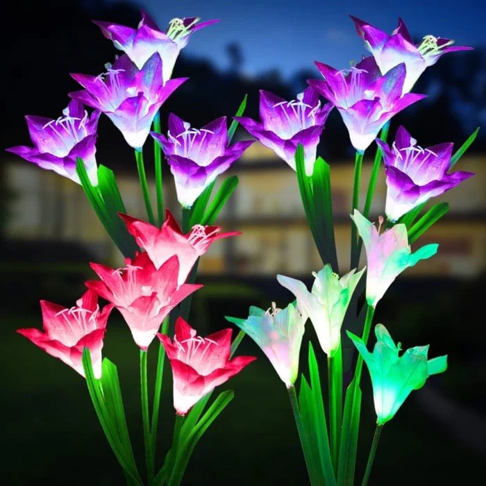 Set 2 Lampi Solare Decorative Tip Crini Mov cu LED M374-23, 70cm, Lumina Eleganta, Design Elegant si Functionare Automata - imagine 2