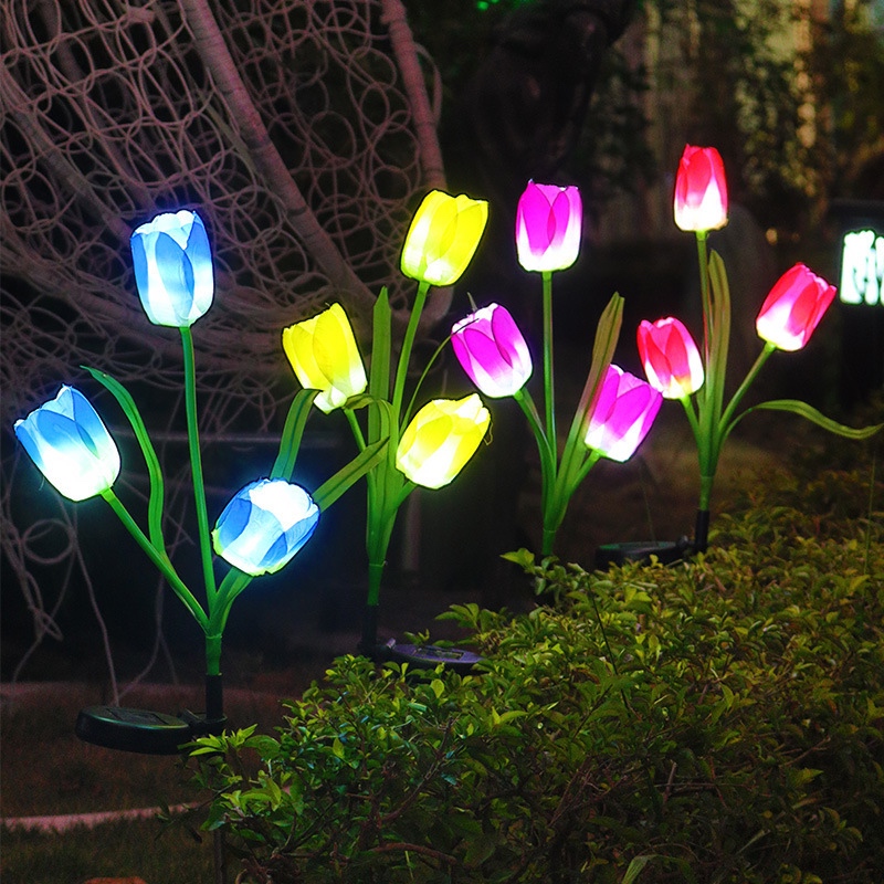 Set 2 Lampi Solare Decorative Tip Lalele Roz cu LED M374-23, 70cm, Lumina Eleganta, Design Elegant si Functionare Automata - imagine 7