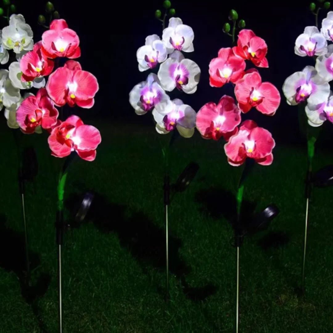 Set 2 Lampi Solare Decorative Tip Orhidee Rosie– Iluminare LED, Design Elegant si Functionare Automata - imagine 2