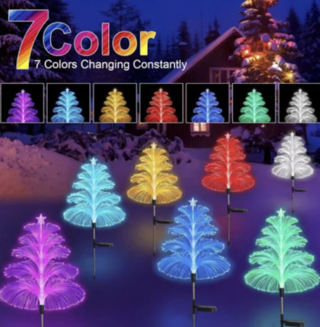 Set 2 Lampi Solare Fountain cu Fibra Optica – Iluminare Multicolora pentru Decorative Exterior - imagine 2