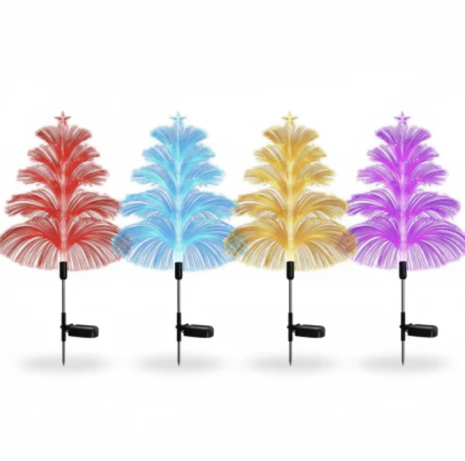 Set 2 Lampi Solare Fountain cu Fibra Optica – Iluminare Multicolora pentru Decorative Exterior - imagine 3