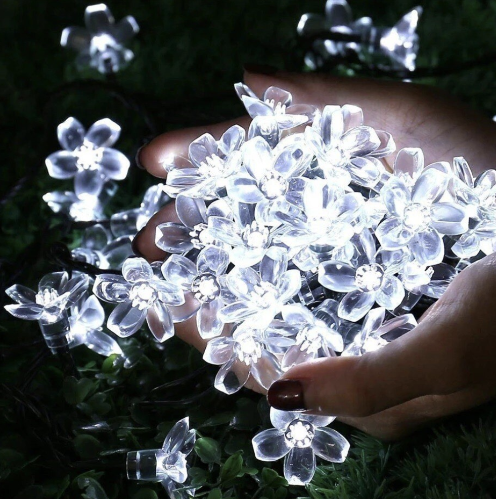 Instalatie Solara pentru Gradina - Flori de Cires cu 50 LED-uri, Alb Rece - imagine 3