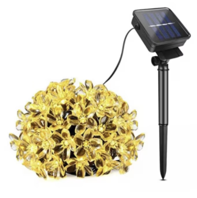 Instalatie Solara pentru Gradina - Flori de Cires cu 50 LED-uri, Alb Cald - imagine 3