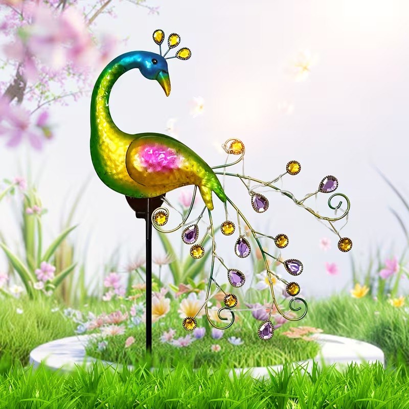 Lampa Solara Decorativa Paunita LED – Iluminare Eleganta pentru Gradina Ta - imagine 2