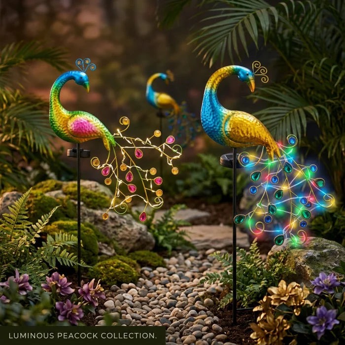 Lampa Solara Decorativa Paunita LED – Iluminare Eleganta pentru Gradina Ta - imagine 7