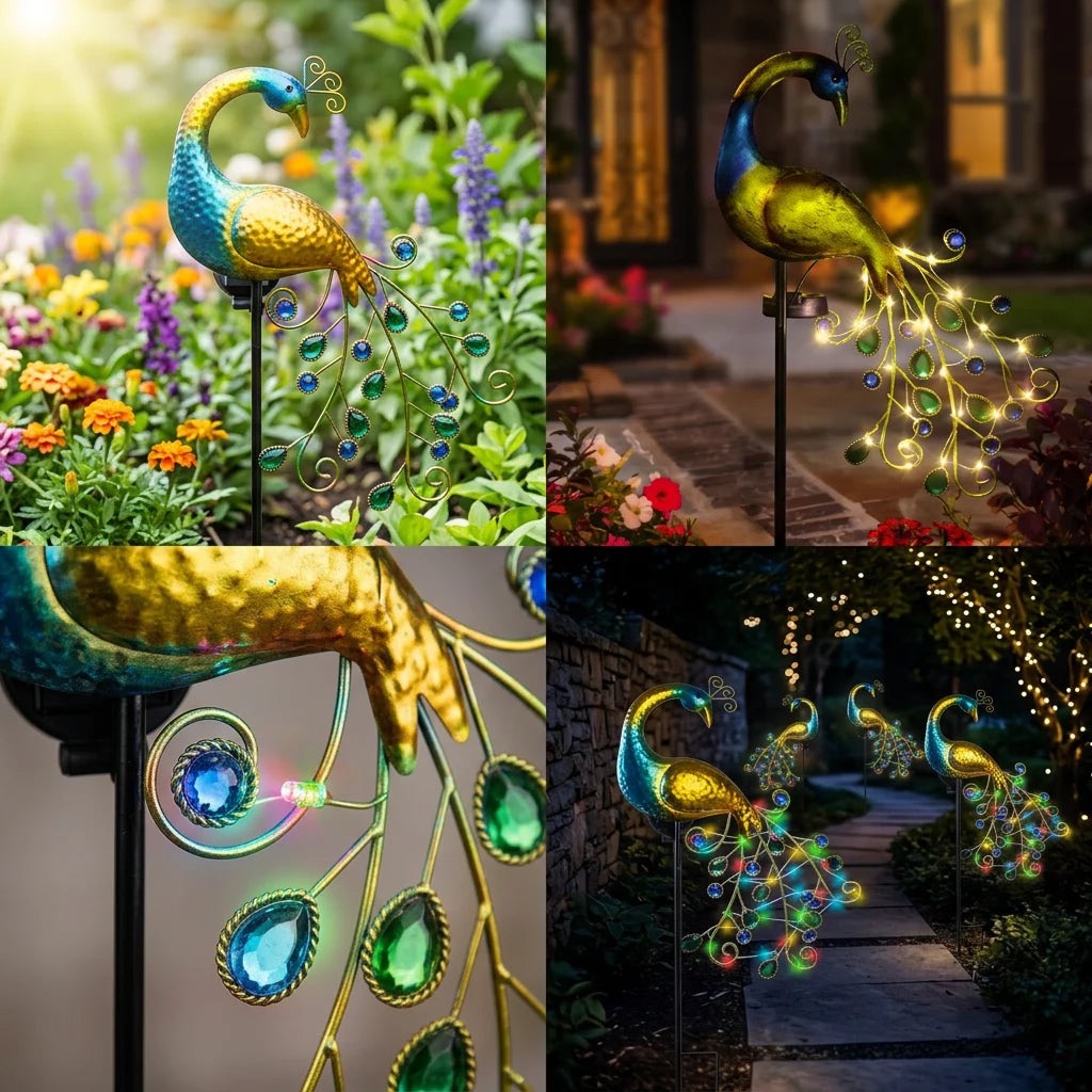 Lampa Solara Decorativa Paun LED – Iluminare Eleganta pentru Gradina Ta - imagine 3