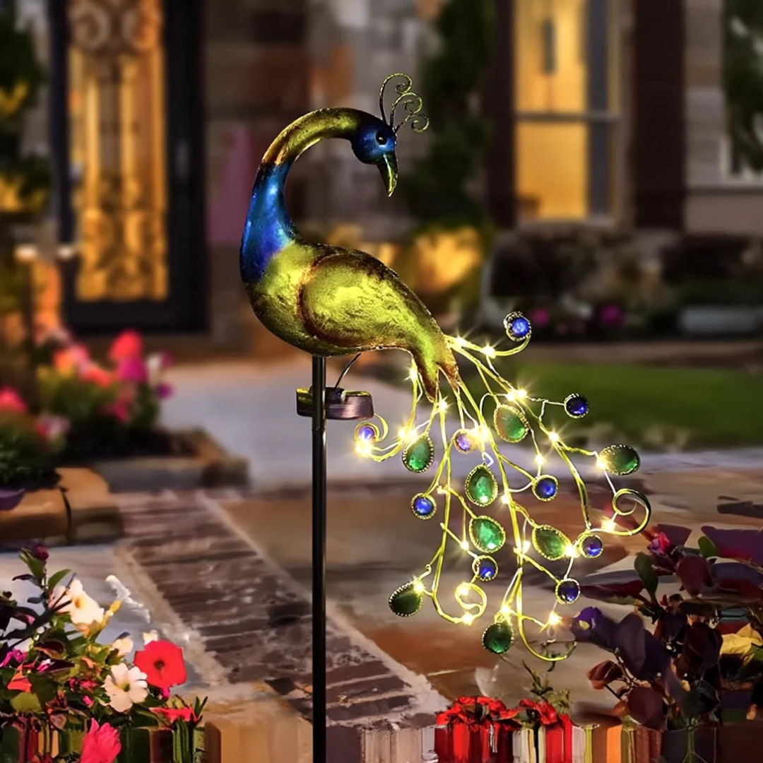 Lampa Solara Decorativa Paun LED – Iluminare Eleganta pentru Gradina Ta - imagine 4