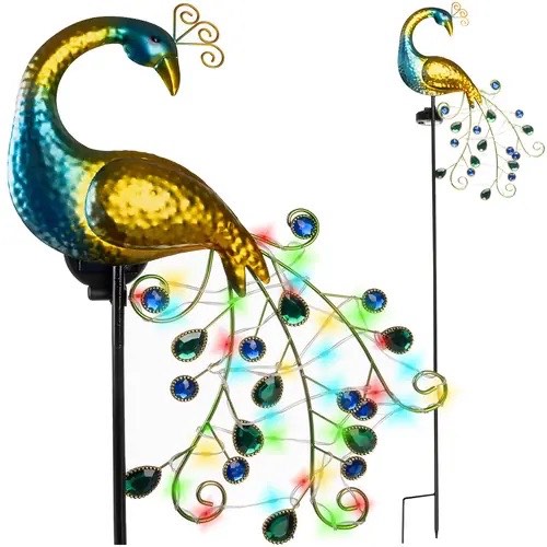 Lampa Solara Decorativa Paun LED – Iluminare Eleganta pentru Gradina Ta - imagine 6