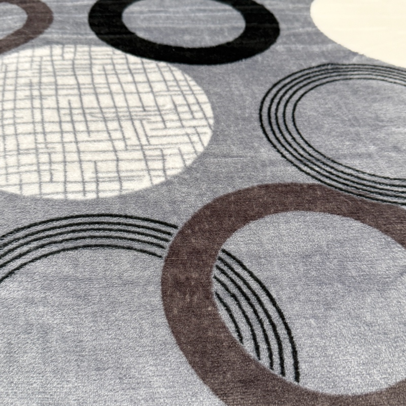 Patura pufoasa cocolino 200x230cm, 240g/mp, Gri, Buline si Cercuri - imagine 4