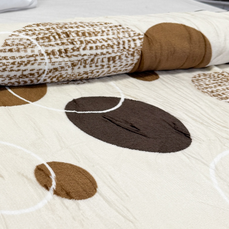 Patura pufoasa cocolino 200x230cm, 240g/mp, Bej, Buline si Cercuri - imagine 4