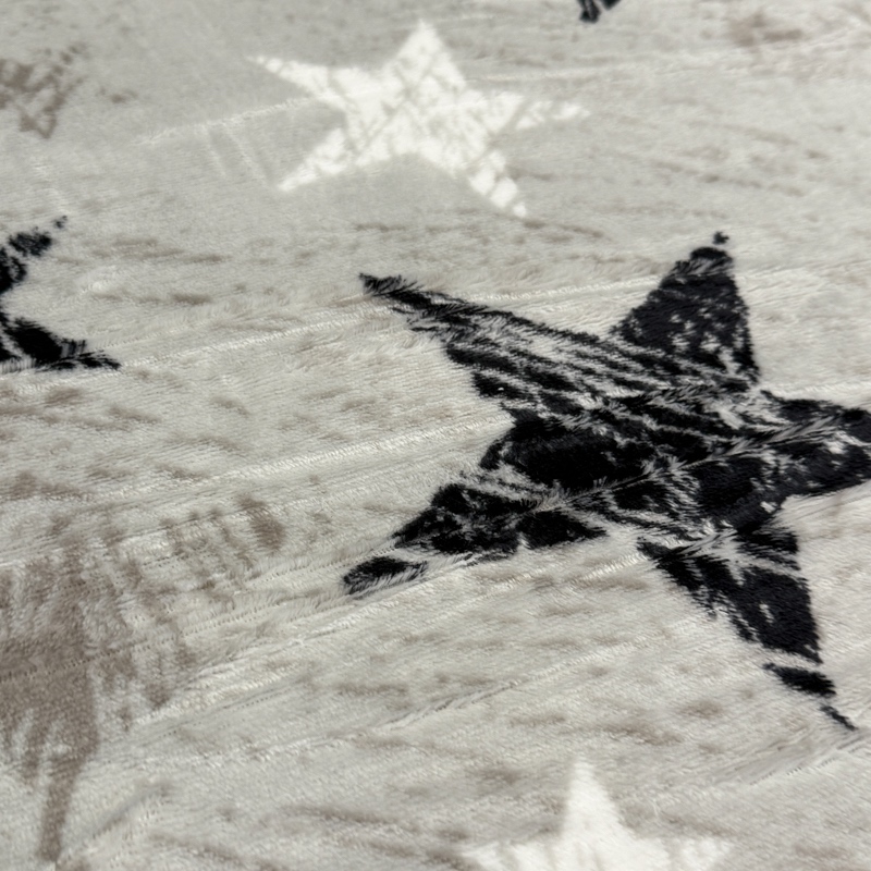 Patura pufoasa cocolino 200x230cm, 240g/mp, Gri, Stelute - imagine 4