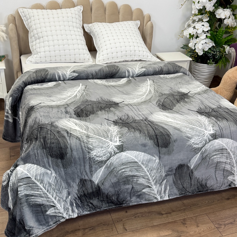 Patura pufoasa cocolino 200x230cm, 240g/mp, Gri, Pene - imagine 2