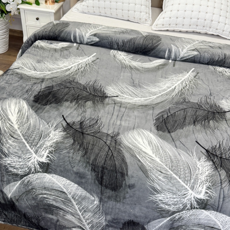 Patura pufoasa cocolino 200x230cm, 240g/mp, Gri, Pene - imagine 4