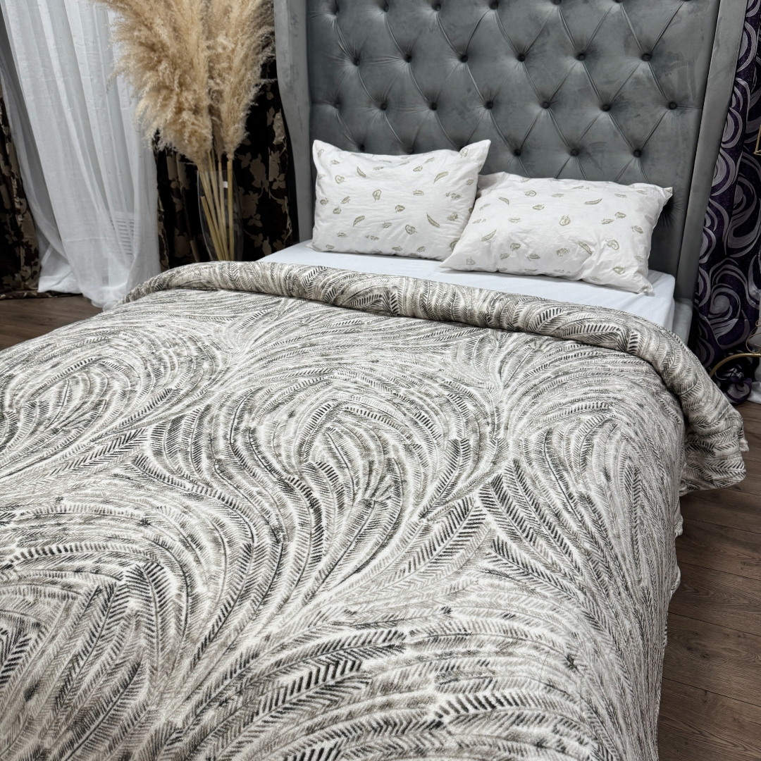 Patura pufoasa cocolino 200x230cm, 240g/mp, Gri, Bej, abstract - imagine 7