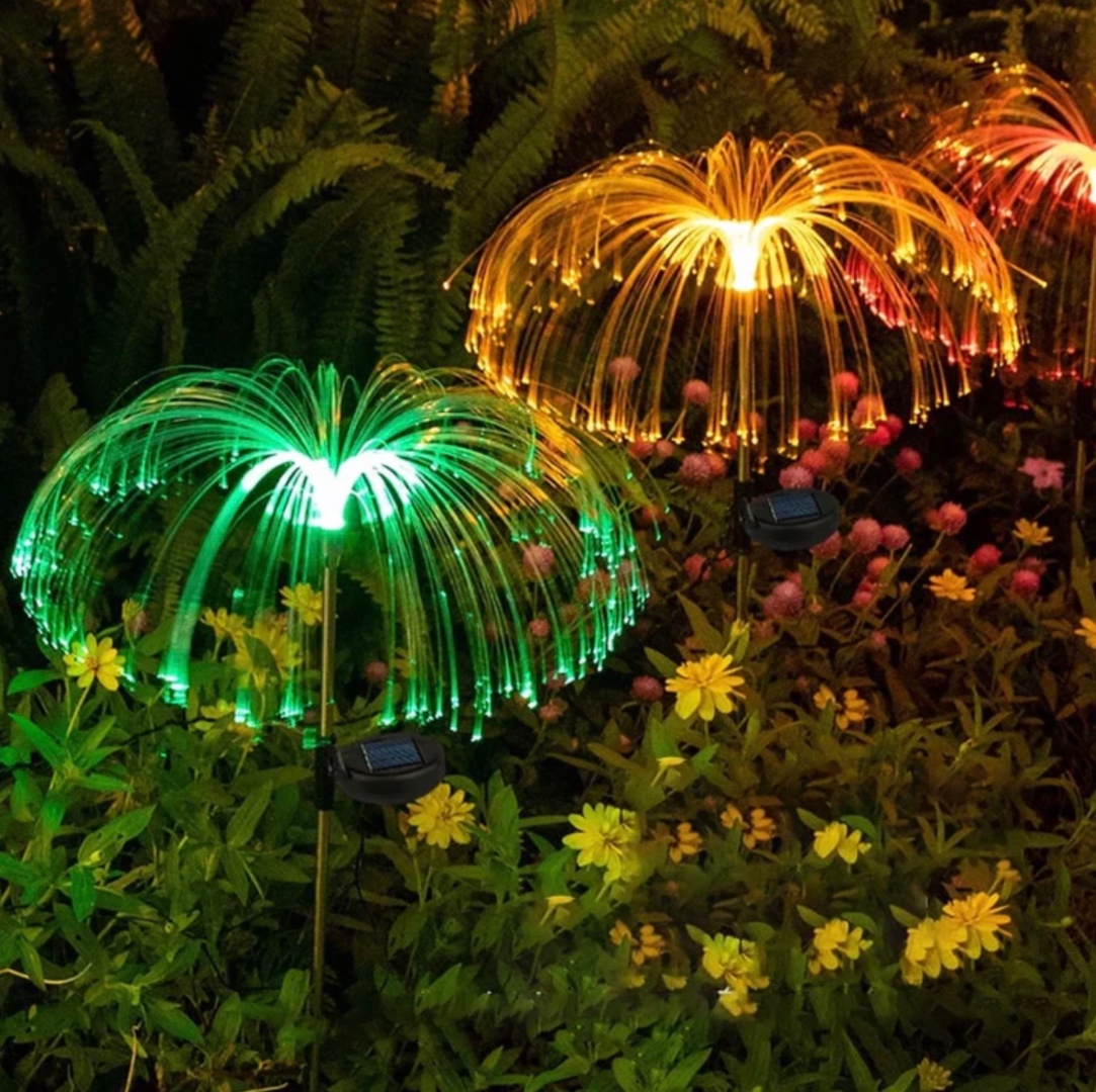 Set 2 Lampi Solare JellyFish cu Fibra Optica – Iluminare Multicolora pentru Decorative Exterior - imagine 4